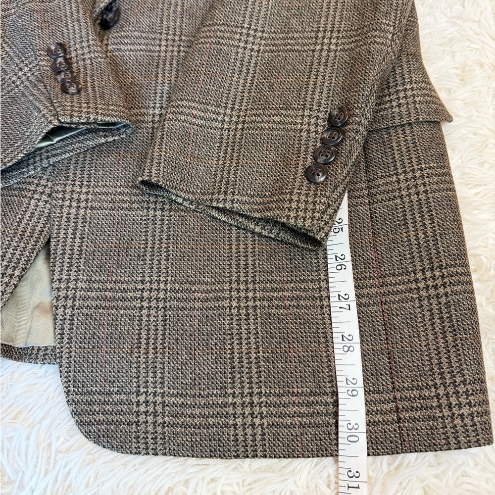 Hart Schaffner Marx Size 38R Gray & Green Pure Virgin Wool Front 2 Button Blazer - Picture 7 of 10
